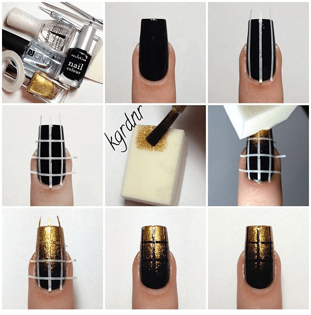 Black And Gold Nails