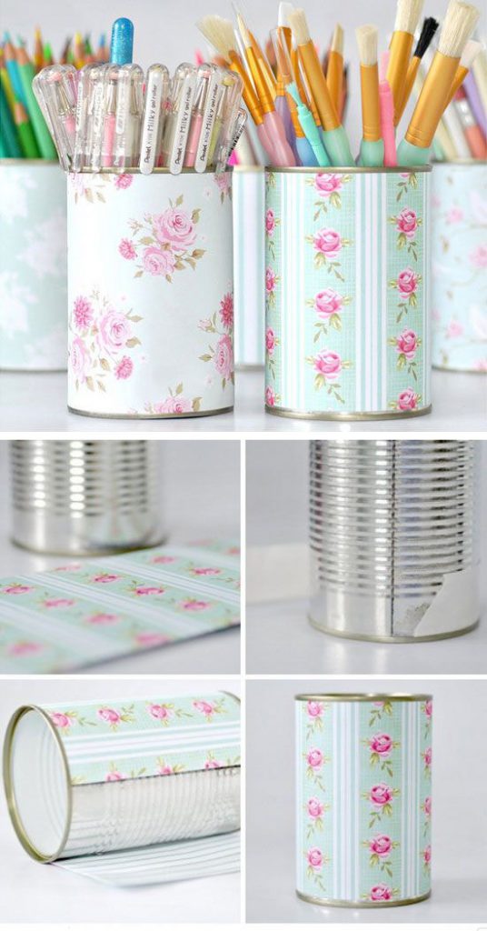 Tin Cans Desk Organization Ideas