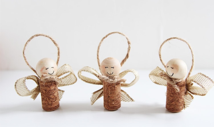 Wine Cork Angels Christmas Ornaments