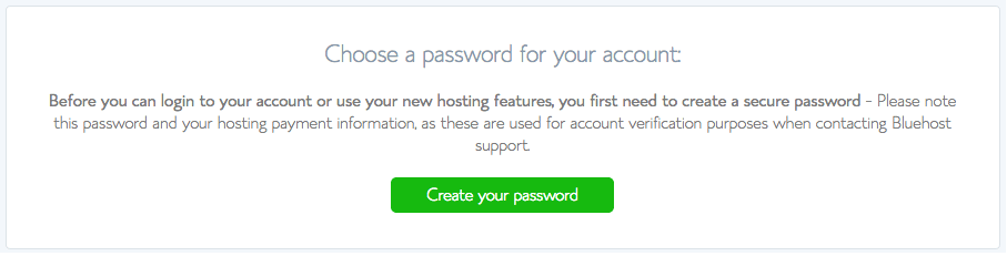 Bluehost Password