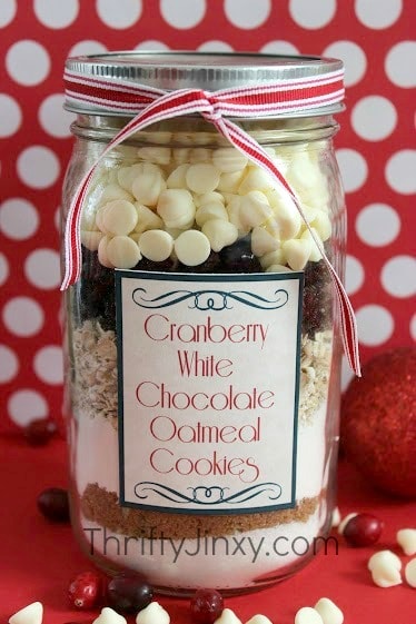 Cranberry White Chocolate Oatmeal Cookie in a Jar Recipe