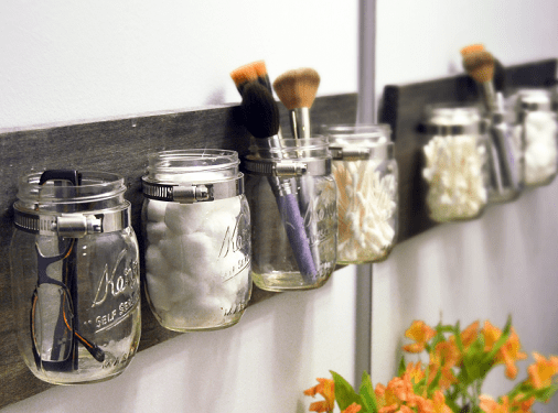 Mason Jar Bathroom Organizer