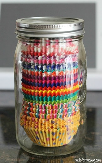 Store cupcake liners in mason jars