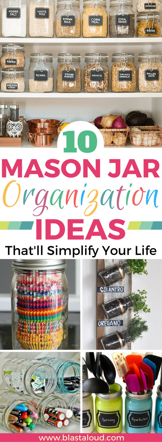 Mason jar organization and storage ideas