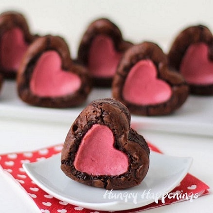 Raspberry Cheesecake Stuffed Brownie Hearts