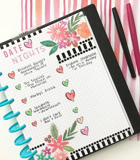 Bullet Journal Ideas: Date Nights