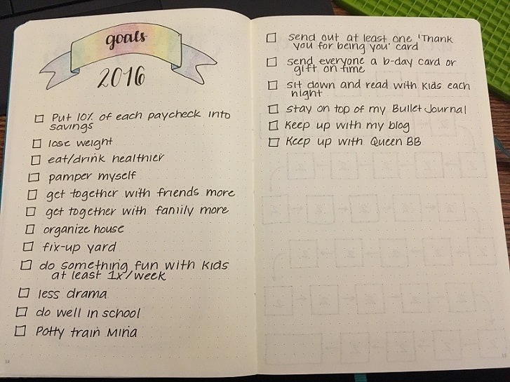 Bullet Journal Ideas: Easy Goals Spread