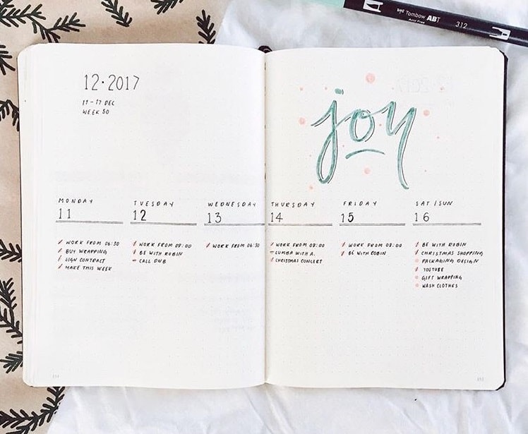 Bullet Journal Ideas: Minimal Weekly Spread