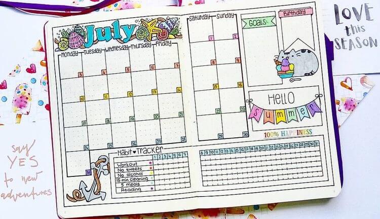 Bullet Journal Ideas: Monthly Layout