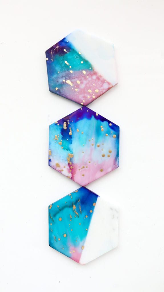 DIY Gifts: Galaxy Marble Coasters