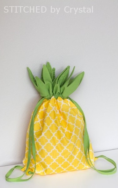 Beginner Sewing Projects: Pineapple Drawstring Backpack