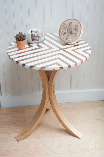 DIY IKEA Hacks: Golden Striped Side Table