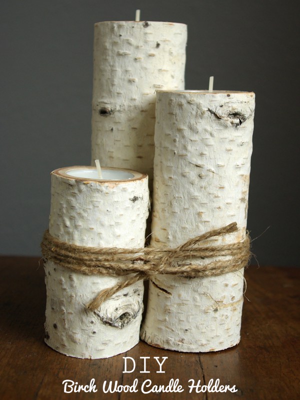 Easy DIY Farmhouse Decor: Birchwood Candle Holders