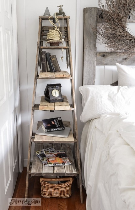 Easy DIY Farmhouse Decor: Stepladder Side Table