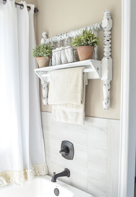 Easy DIY Farmhouse Decor: Vintage Bed Frame Towel Bar