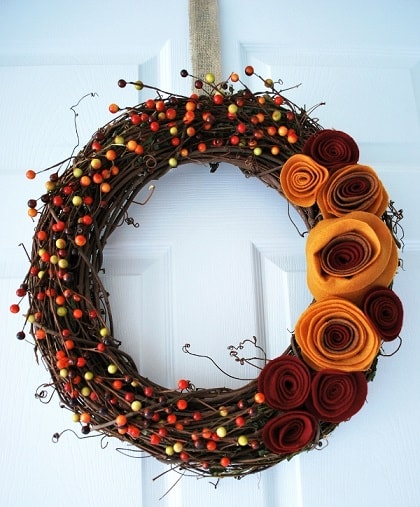 DIY Fall Wreath: Felt Rosettes Wreath