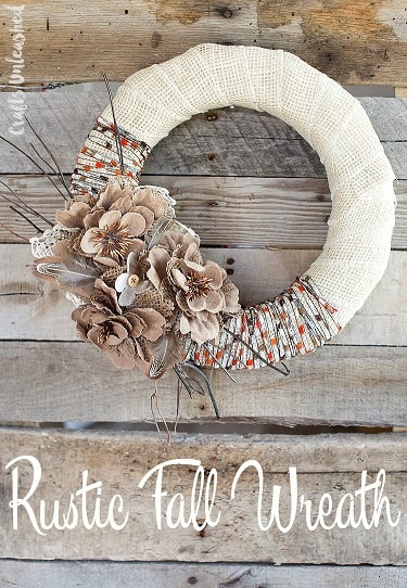 DIY Fall Wreath: Rustic Burlap and Yarn Wreath