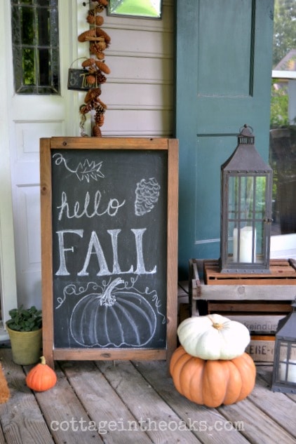 DIY Fall Porch Decorating Ideas: Chalkboard Welcome Sign