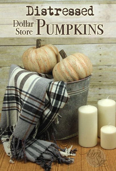 DIY Fall Porch Decorating Ideas: Distressed Dollar Store Pumpkins 