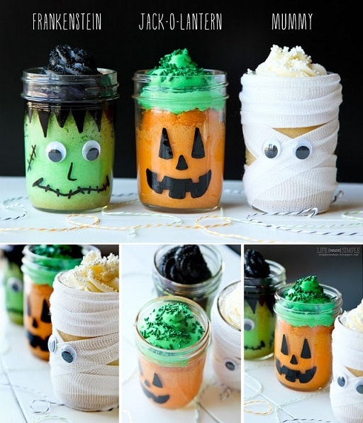 Halloween mason jar gift ideas: Halloween Mason Jar Mini Cakes