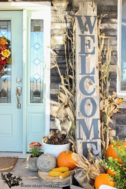 DIY Fall Porch Decorating Ideas: Huge Front Porch Welcome Sign