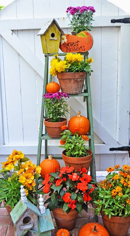 DIY Fall Porch Decorating Ideas: Re-purpose a Ladder