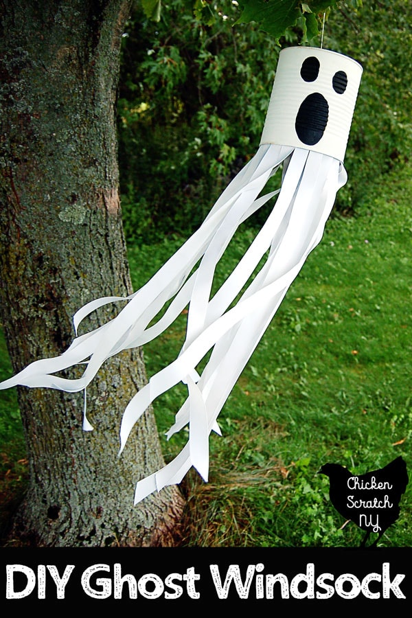 Halloween crafts for kids: Tin can ghost windsock