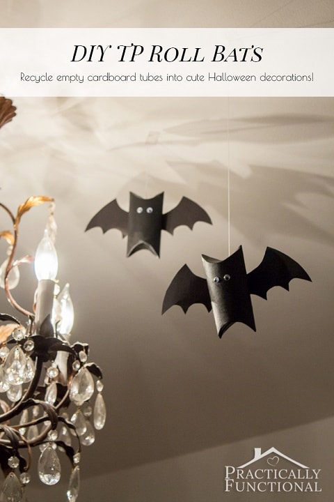 Halloween crafts for kids: Toilet roll bats