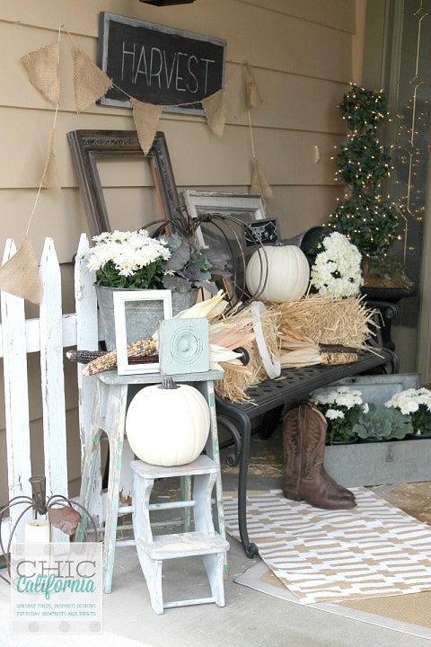 DIY Fall Porch Decorating Ideas: Vintage Harvest Fall Porch Decor