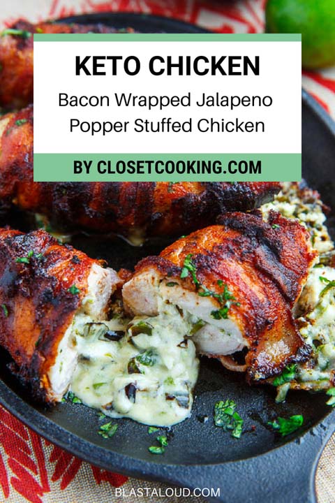 Keto Chicken Dinner Recipes: Bacon Wrapped Jalapeno Popper Stuffed Chicken