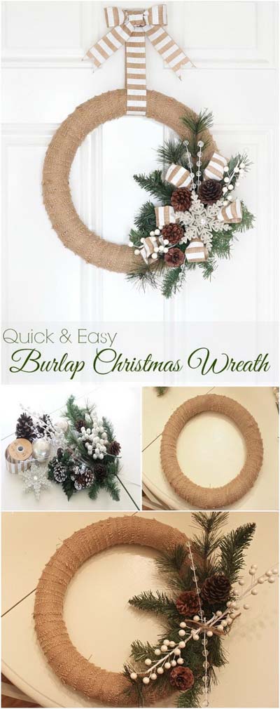 DIY Christmas Wreaths: Burlap Christmas Wreath