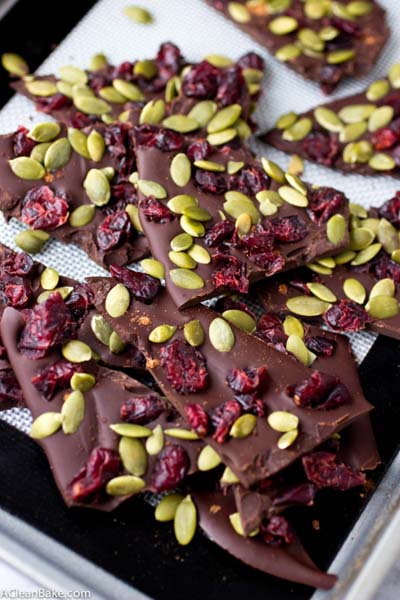 Cranberry Dessert Recipes: Cranberry Pumpkin Seed Dark Chocolate Bark