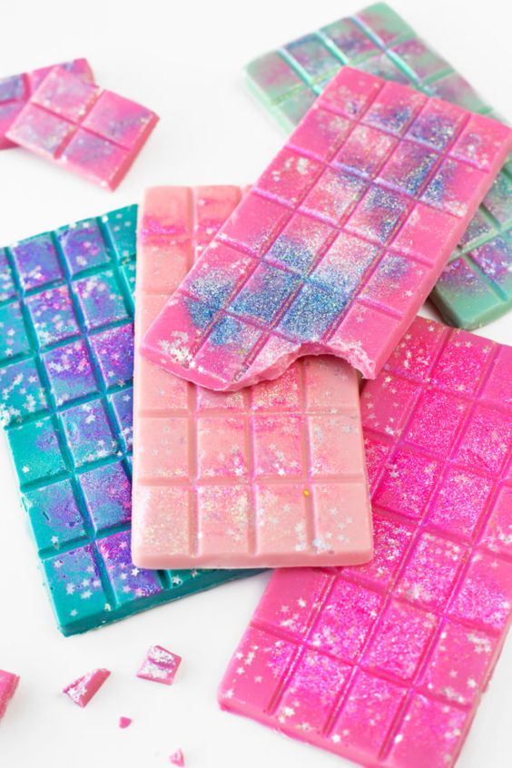 Unicorn desserts: Glitter Chocolate Bars