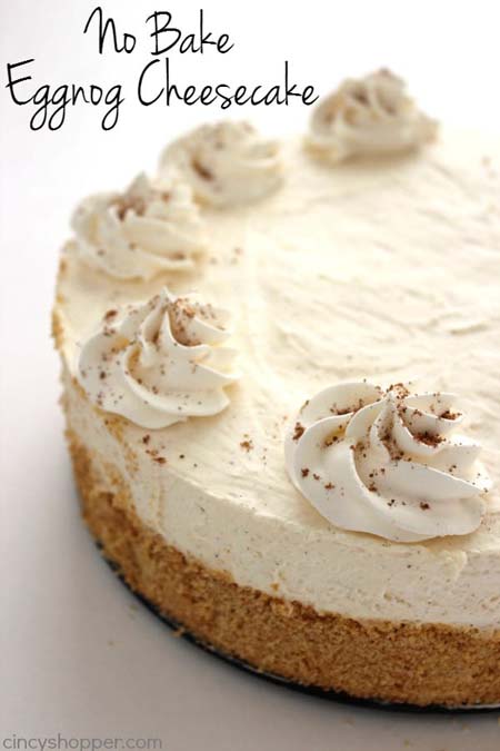 No Bake Christmas Desserts: No Bake Eggnog Cheesecake