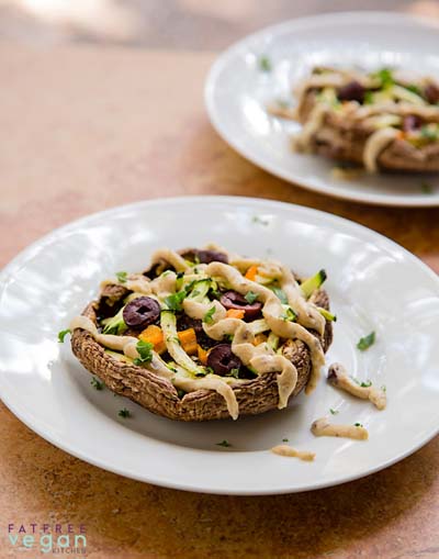 Healthy Air Fryer Recipes: Portobello Mushroom Pizzas with Hummus