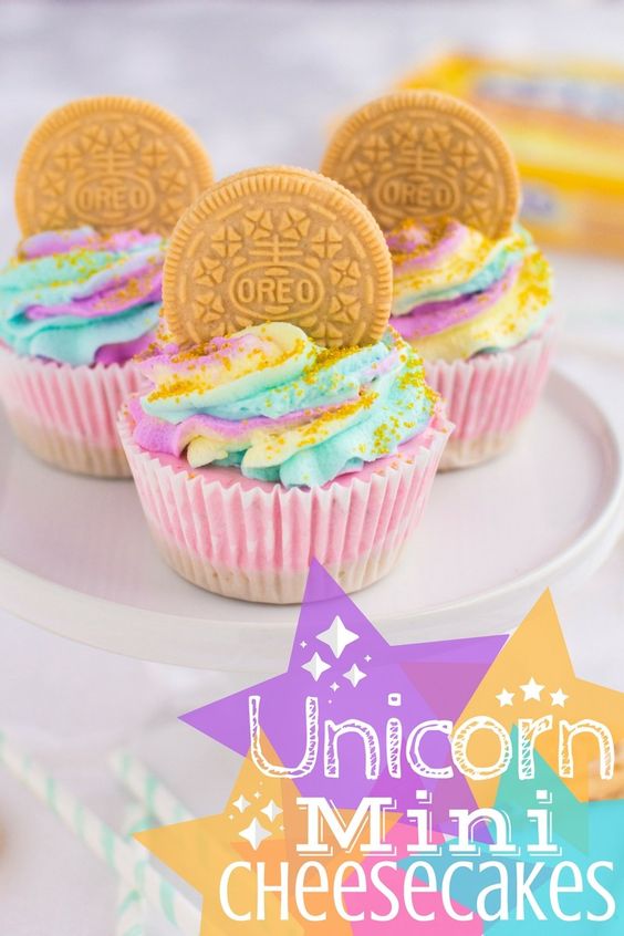 Unicorn desserts: Unicorn Mini Cheesecakes