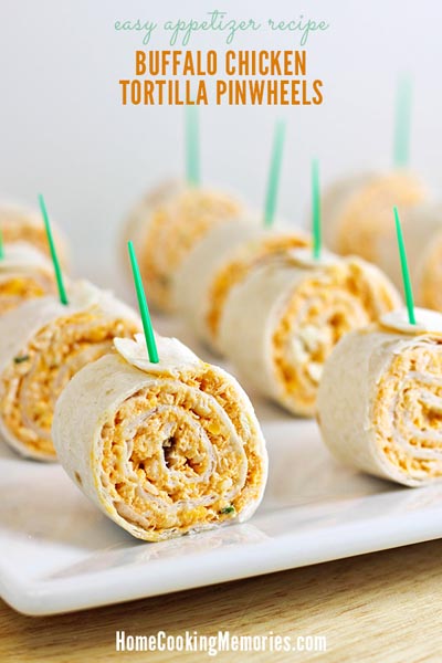 Party Snack Ideas & Party Appetizers: Buffalo Chicken Tortilla Pinwheels Recipe