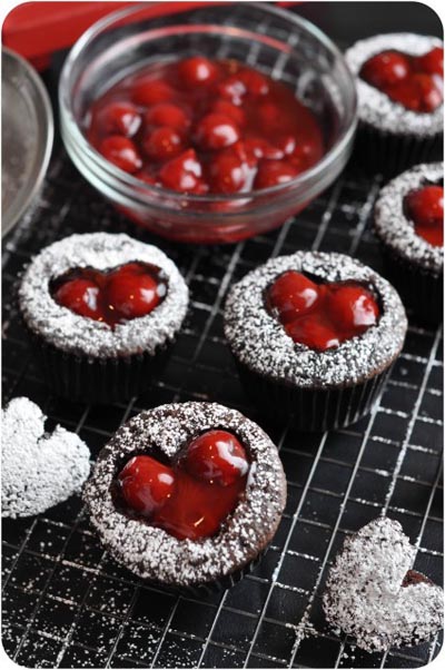 Valentines Day Cupcakes and Valentines Desserts: Cherry Heart Cupcakes