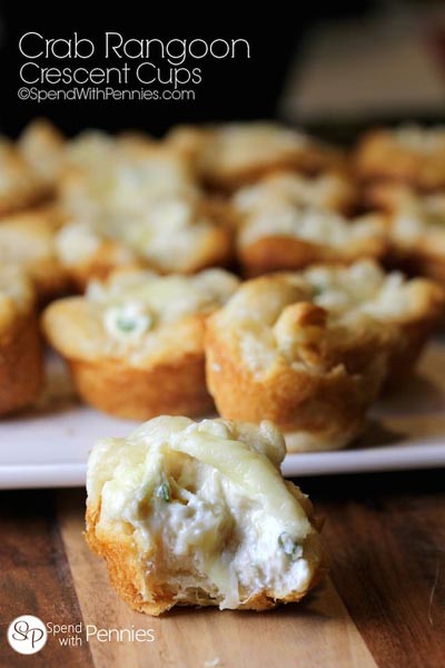 Party Snack Ideas & Party Appetizers: Crab Rangoon Crescent Cups