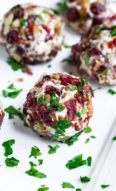 Party Snack Ideas & Party Appetizers: Cranberry Goat Cheese Mini Cheese Balls