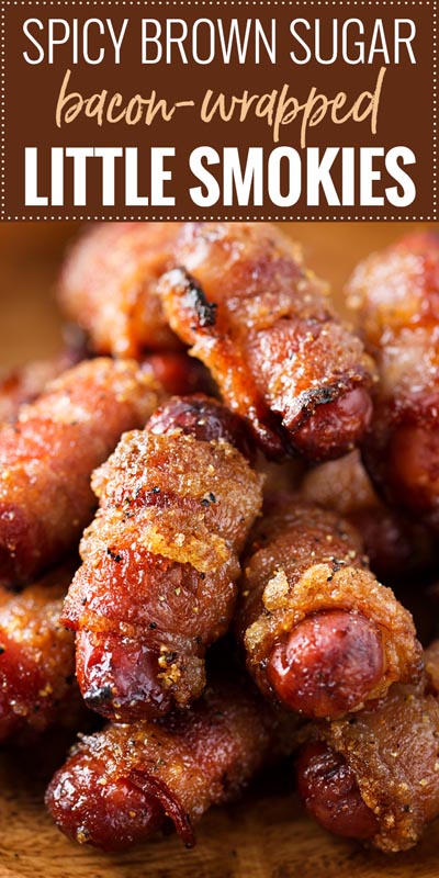 Party Snack Ideas & Party Appetizers: Spicy Brown Sugar Bacon-wrapped Little Smokies