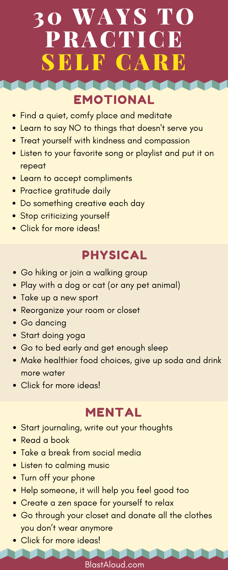 30 Ways to practice self care