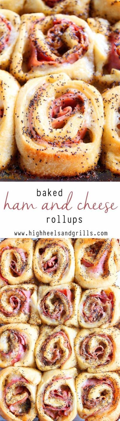 Pinwheel Appetizers & Pinwheel roll ups: Baked Ham and Cheese Rollups