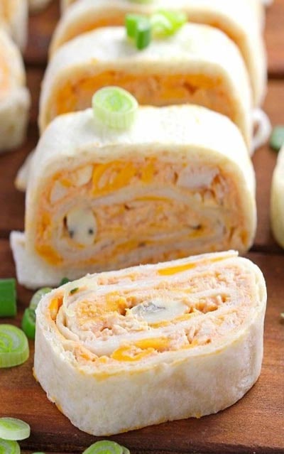 Pinwheel Appetizers & Pinwheel roll ups: Buffalo Chicken Tortilla Roll Ups