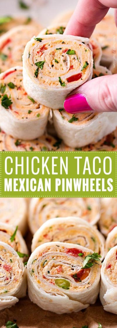 Pinwheel Appetizers & Pinwheel roll ups: Chicken Taco Mexican Pinwheels