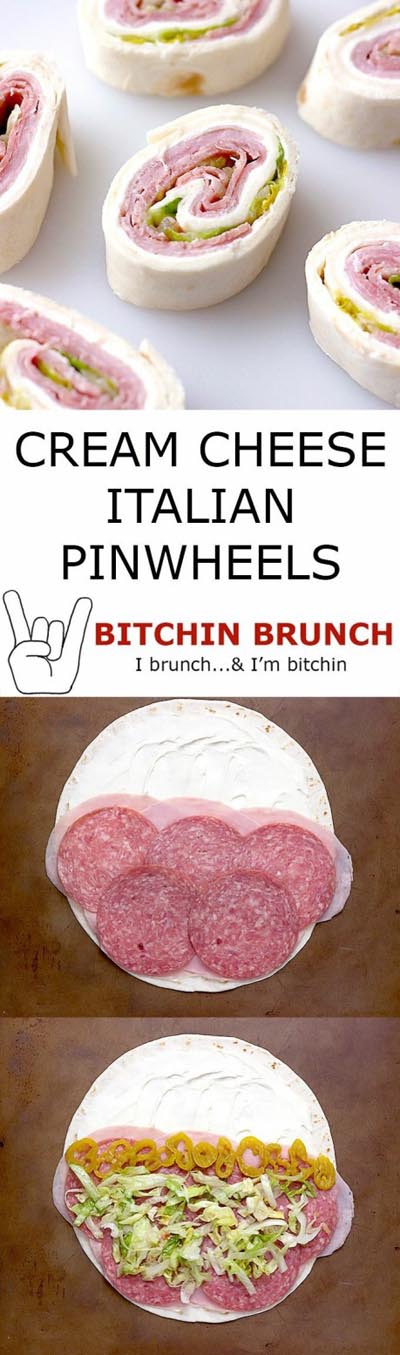 Pinwheel Appetizers & Pinwheel roll ups: Cream Cheese Italian Pinwheels