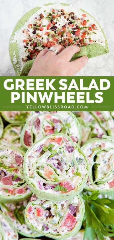 Pinwheel Appetizers & Pinwheel roll ups: Greek Salad Pinwheels
