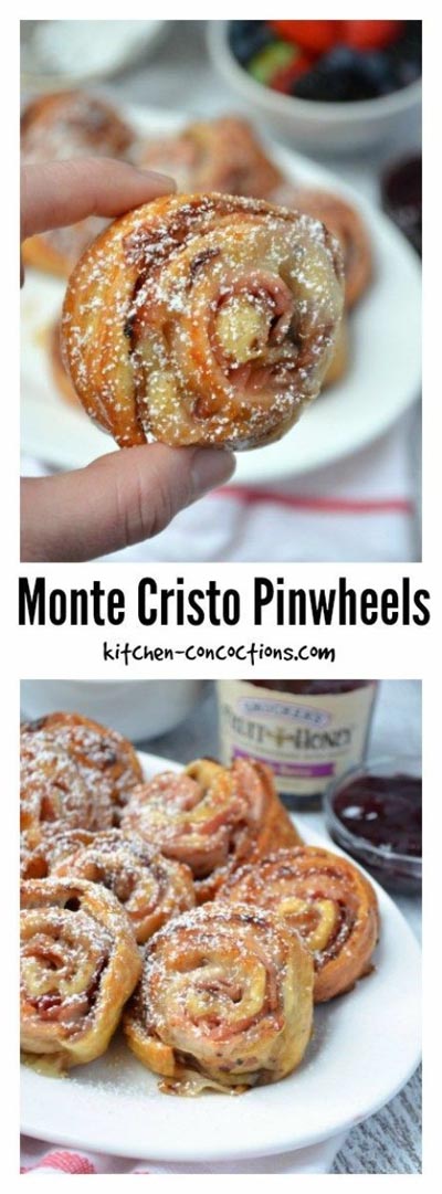 Pinwheel Appetizers & Pinwheel roll ups: Monte Cristo Pinwheels