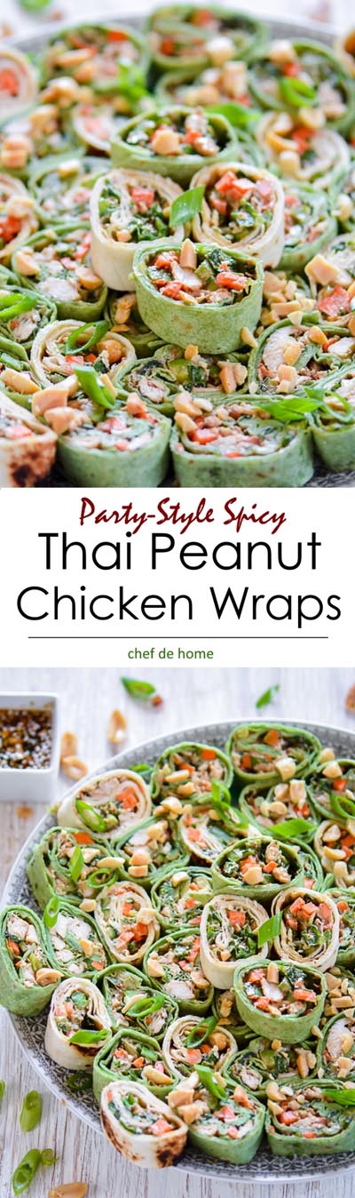 Pinwheel Appetizers & Pinwheel roll ups: Thai Peanut Chicken Roll Ups