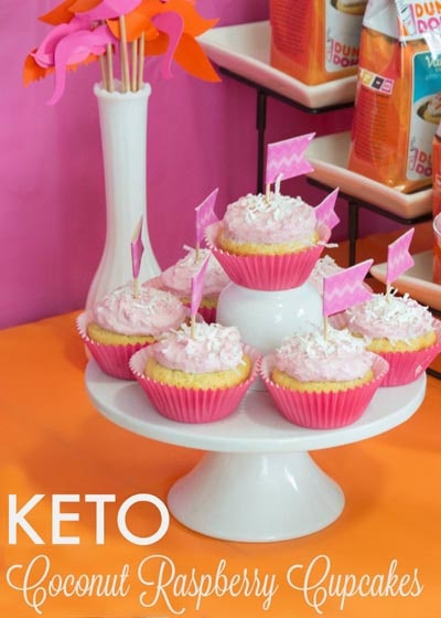 Keto Valentines Day Treats: Keto Coconut Raspberry Cupcakes